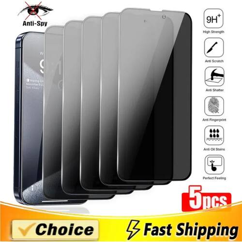 5PCS Anti-Spy Glass For iPhone 16 15 14 13 12 11 PRO MAX Pri