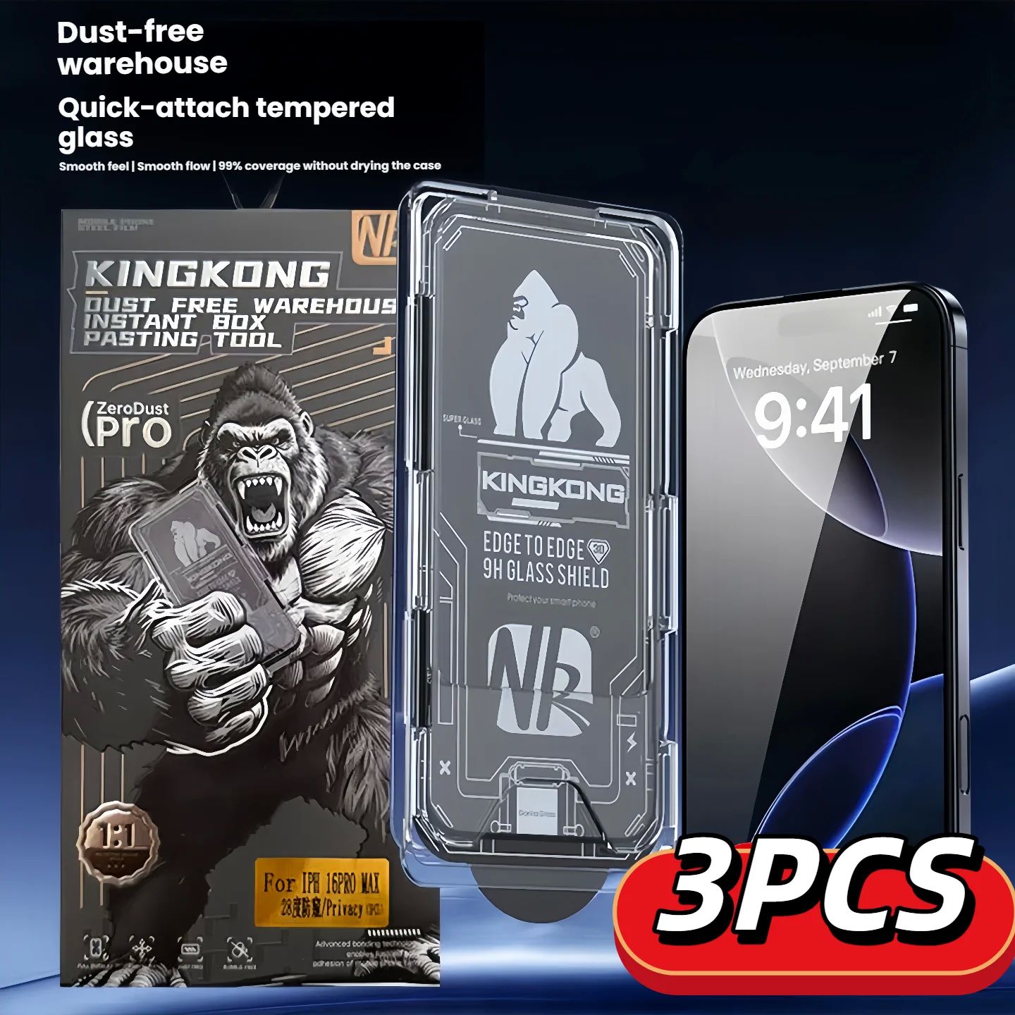 3PCS Tempered Glass Screen Protector for iPhone17/16/15Pro S