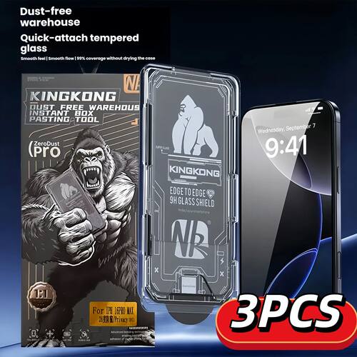 3PCS Tempered Glass Screen Protector for iPhone17/16/15Pro S
