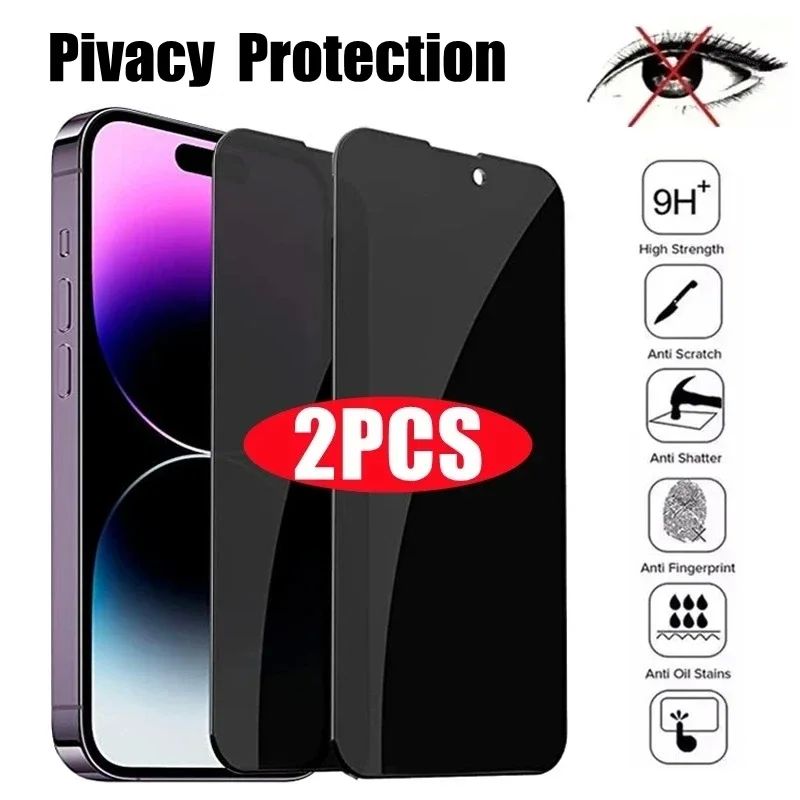 2Pcs Anti-Spy Tempered Glass For iPhone 14 15 16 Plus 11 12 13 Pro Max Screen Protector For iPhone