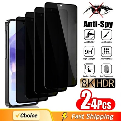 2-4Pcs Anti-Spy Glass For Samsung Galaxy S22 S23 S24 S25 Ultra Plus  Privacy Screen Protector