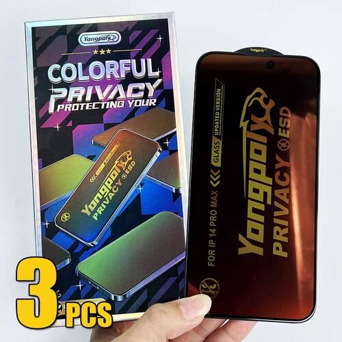 3pcs Colorful Privacy Tempered Glass Screen Protector Anti S