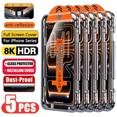 5PCS Easy Install HD Screen Protector For iPhone 17 16 13 Pr