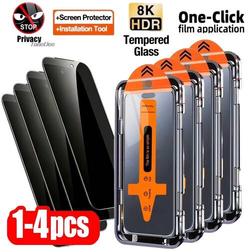 1-4PCS Privacy Dust Free Easy Instal Screen Protector For iP