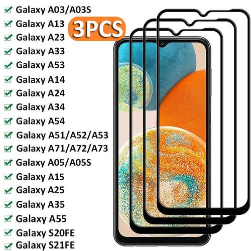 3Pcs Full Tempered Glass For Samsung Galaxy A05 A15 A25 A35