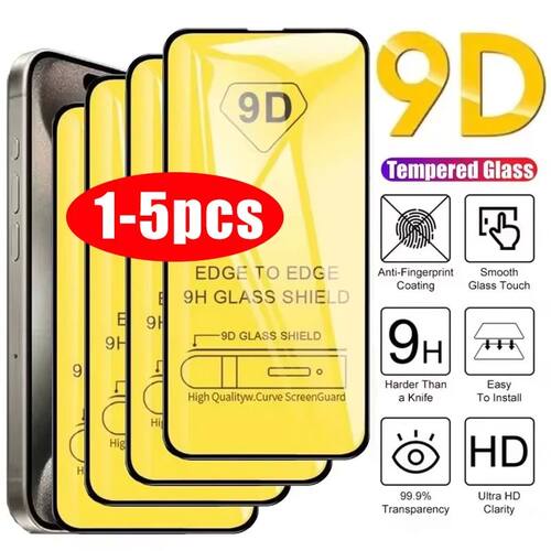 1-5PCS 9D Full Cover Tempered Glass For iPhone 17 16 15 11 1