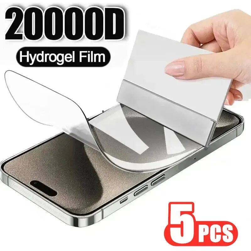 5Pcs Hydrogel Film for IPhone 15 14 13 12 11 Pro Max Screen