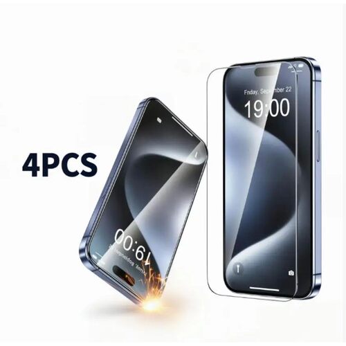 4Pcs Tempered Glass For iPhone 16 15 14 13 12 11 Pro Max Scr