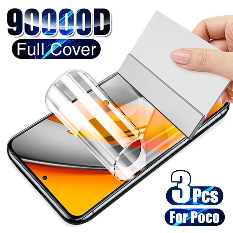 3Pcs Full Cover Hydrogel Film For Xiaomi Poco M3 M4 X3 Pro S