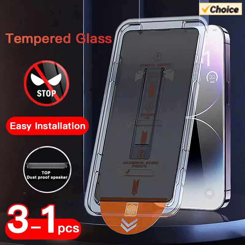 SKIG 1-3PCS Privacy Anti-Spy Tempered Glass For iPhone 15 14