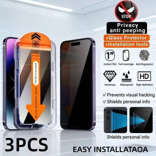 3PCS Anti-Peeping Tempered Glass For iPhone17 16 15 14 13 12