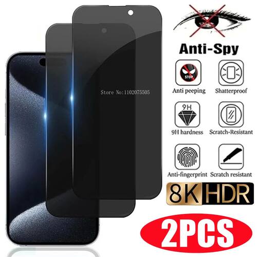 2Pcs Best 8K Privacy Screen Protector for iPhone 15 14 13 12