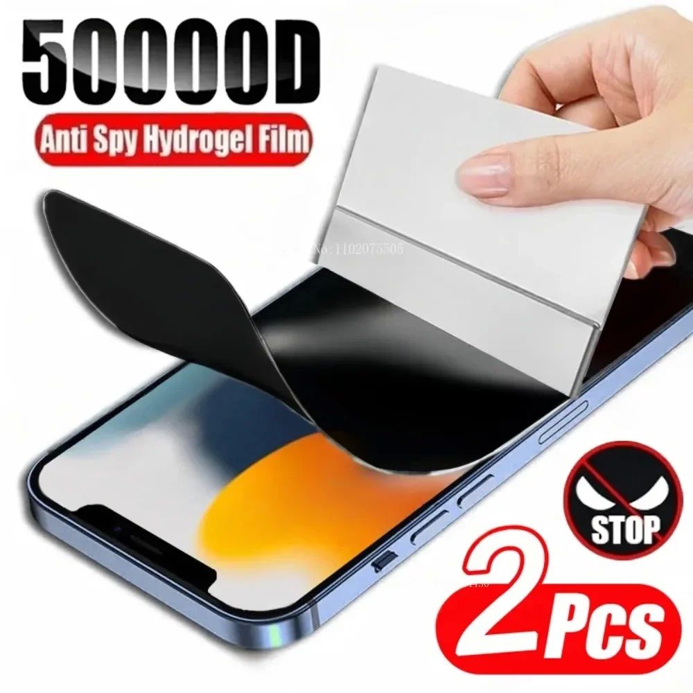 2Pcs Anti-Spy Hydrogel Film  For iPhone 16 11 12 13 15 14 Pr