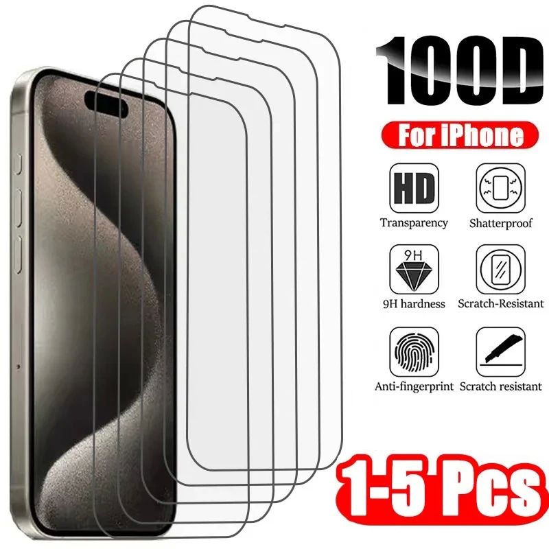 1-5Pcs Tempered Glass for IPhone 16 15 14 13 12 11 Pro Max S