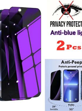 2Pcs Anti Blue Light Privacy Tempered Glass for iPhone17 16