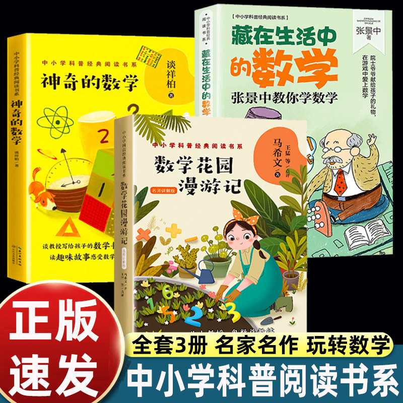 全3册数学花园漫游记藏在生活中的数学神奇的数学中小学科普经典阅读书三四年级小学生思维游戏书国王儿童读物课外书阅读