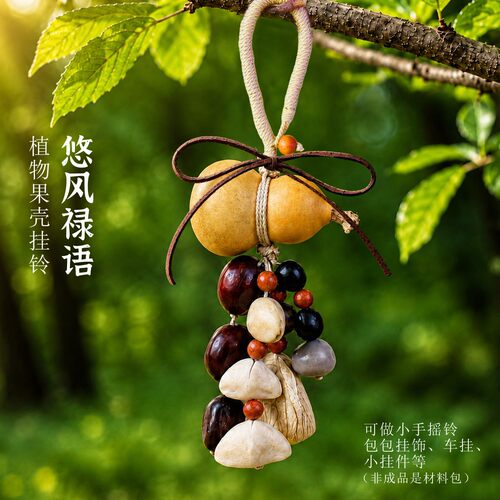 天然果壳风铃手工diy材料包挂件车挂饰音乐摇铃教师节中秋节礼物