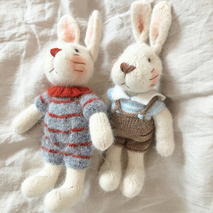 棒针玩偶复古兔子手工diy编织自制材料包羊毛线羊绒线貂绒线材料