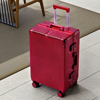红色16寸登机行李箱22寸轻音万向轮男女婚嫁箱双封闭内衬拉杆铝框