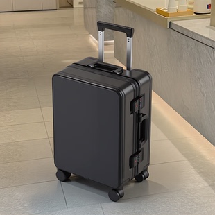 黑色双封闭内衬行李箱20寸登机旅行密码箱24寸万向轮拉杆铝框26寸