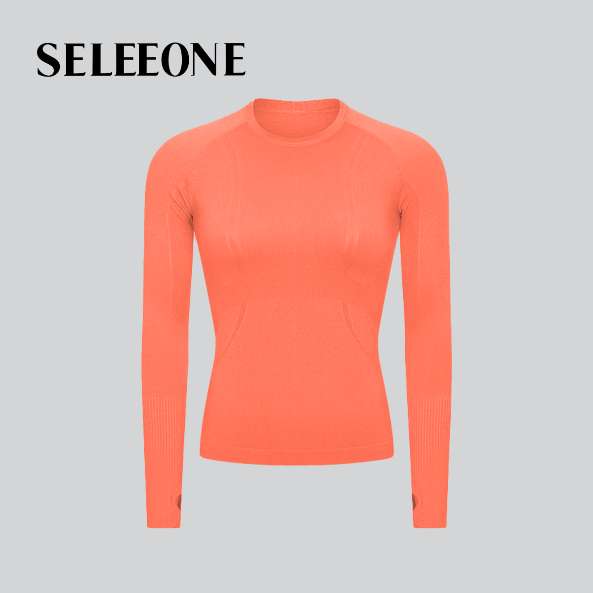 seleeone女士瑜伽服长袖上衣紧身速干透气健身跑步运动T恤