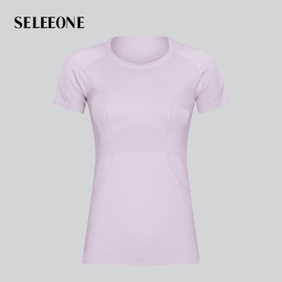 透气瑜伽短袖 seleeone袖 圆领一体织速干打底运动跑步修身