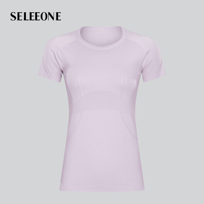 seleeone袖圆领一体织速干打底运动跑步修身透气瑜伽短袖