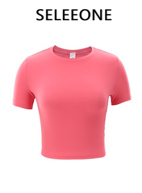 SELEEONE同款超裸感纯色简约中线分割时尚百搭休闲运动短袖D158