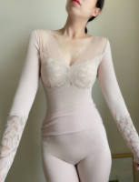 Winter women's thermal underwear set, tight lace sexy thin cotton sweater, long Johns and long pants, low neck thumbnail 3