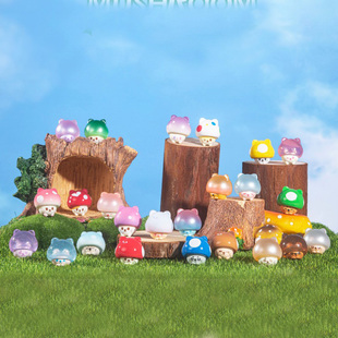 百变蘑菇猫系列盲袋盲盒可爱猫咪萌粒迷你微缩场景公仔摆件礼物