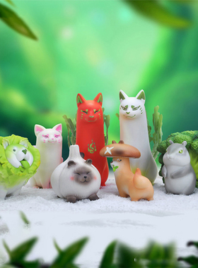 正版DODOWO蔬菜精灵系列盲盒朋吉白菜狗蓝花鼠大蒜喵手办摆件