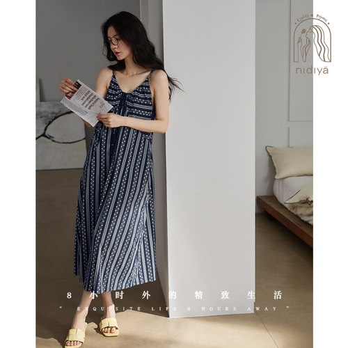 夏季柔软棉波西米亚风睡裙家居服