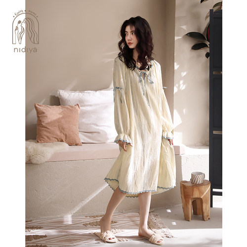 睡衣妮狄娅纯棉纱长袖公主风