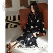 新中式 妮狄娅睡衣睡裙女秋季 纯棉长袖 长裙春秋古典国风花卉家居服