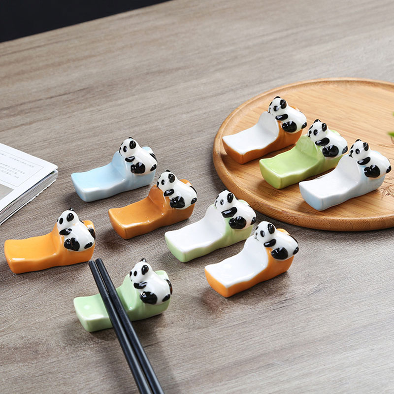 可爱小熊猫陶瓷筷架家用筷子托