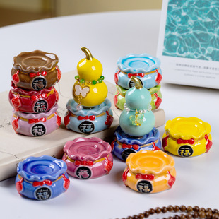 陶瓷创意福袋转转底座可旋转yoyo酱系列配件创意转转乐底座小摆件