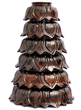 观音菩萨黑梓木根雕圆形佛像底座