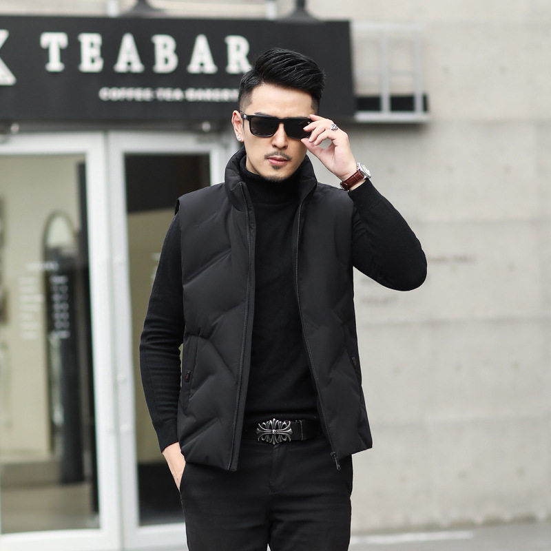 羽绒马甲男秋季新款立领加厚款90白鸭绒男士上装韩版中年男式外套,男装,羽绒马甲,淘宝优惠券,粉丝福利购,淘宝优惠卷