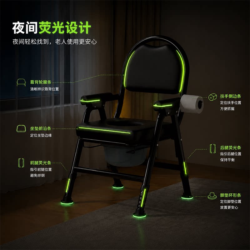老人坐便器便携式马桶厕所坐便椅子骨折孕妇可折叠移动简易大便凳