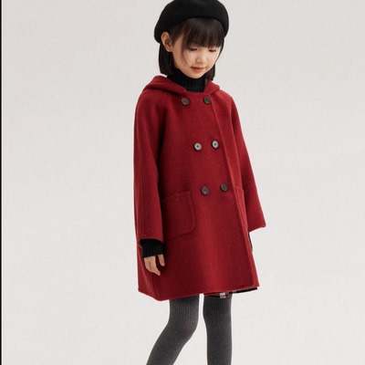 女童双面羊绒大衣2025秋冬新款儿童羊毛呢外套男童加厚保暖中长款