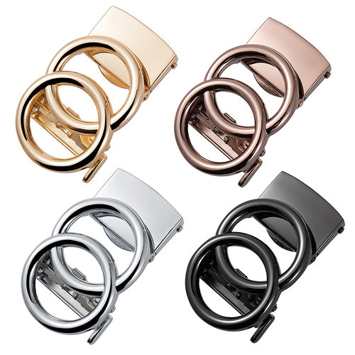 3.2CM女士自动扣腰带扣双圆皮带扣头网红同款百搭合金卡槽裤带头