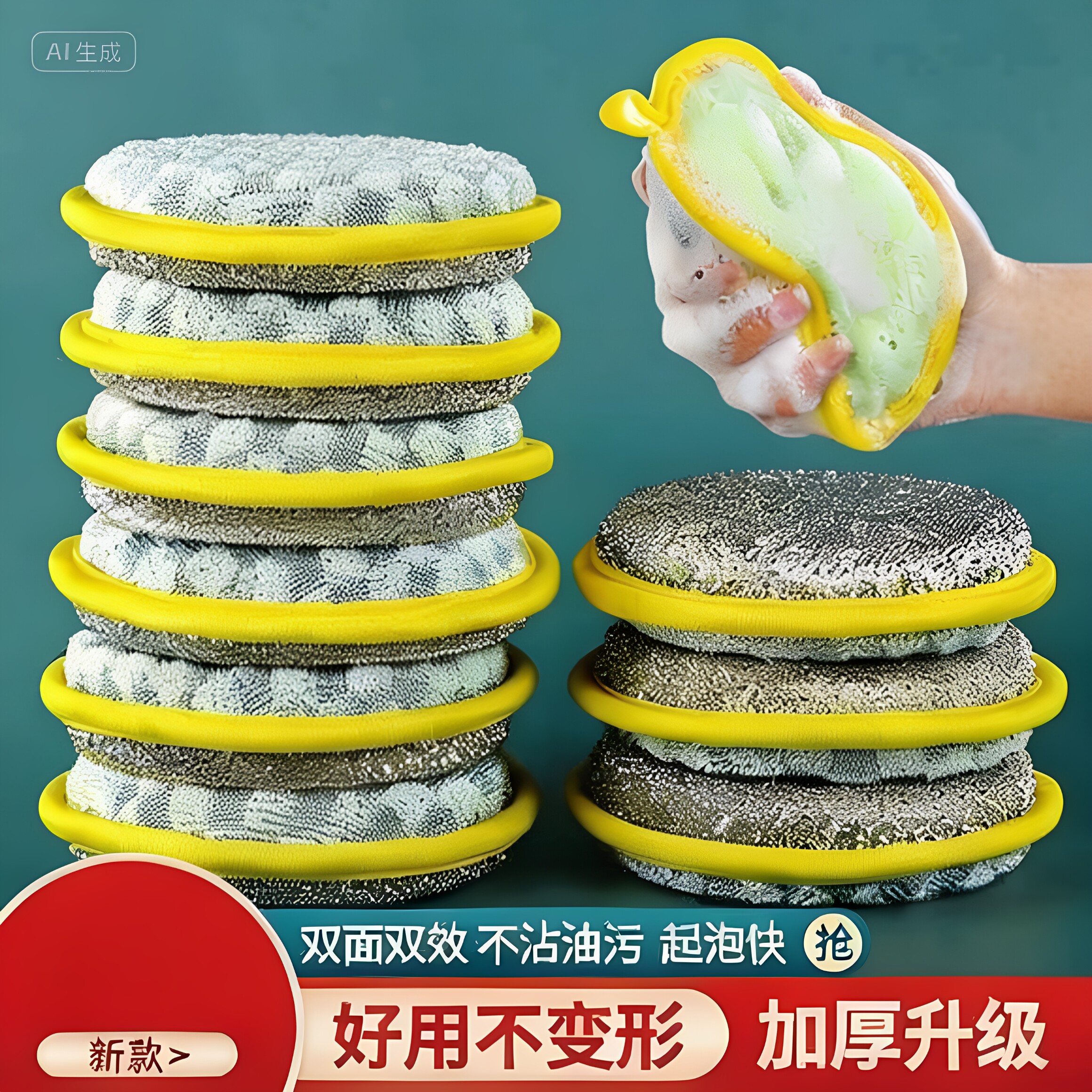 双面清洁棉洗碗海绵块厨房不沾油刷锅家用洗碗布百洁布魔力擦