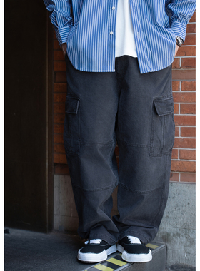 Batterup25秋冬新款潮流百搭休闲裤日系水洗宽松口袋锥形工装裤男