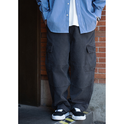 Batterup25秋冬新款潮流百搭休闲裤日系水洗宽松口袋锥形工装裤男