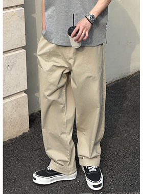 Batterup25春夏新款工装裤子日系潮牌黑色宽松阔腿锥形休闲裤男款