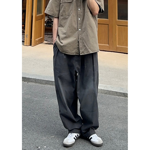 原创长裤直筒日系喷色工装裤