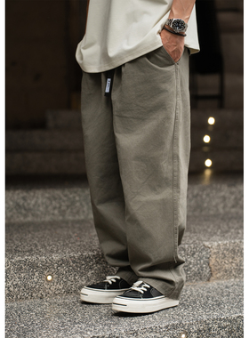 Batterup秋冬新款长裤日系宽松简约百搭纯棉锥形工装休闲裤男潮牌