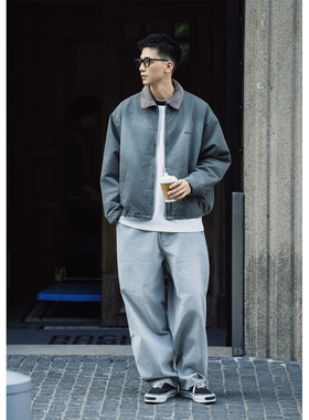 Batterup秋冬新款夹克日系宽松水洗做旧工装休闲短款棉服外套男潮