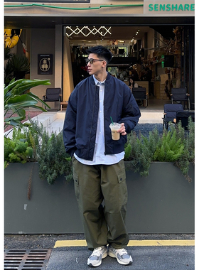 Batterup秋冬新款潮牌棉服日系休闲棒球领短款MA1飞行夹克外套男