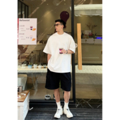 潮 T恤男夏季 Batterup日系简约宽松纯色精梳棉基础款 百搭白色短袖